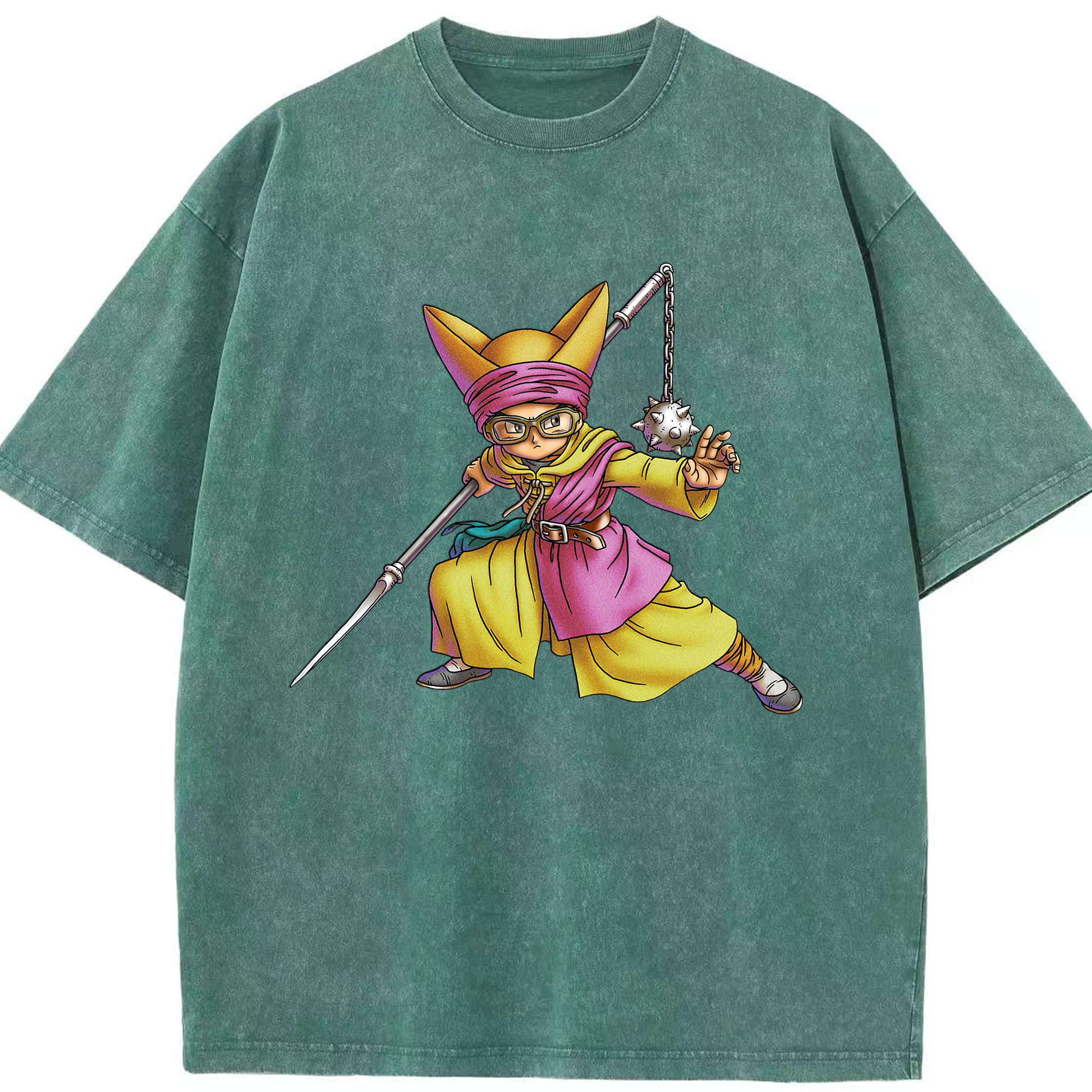 （画像用） ドラゴンクエスト Doragon Kuesuto Dragon Quest 綿100% ヴィンテージ風 半袖Tシャツ（フロントプリント）